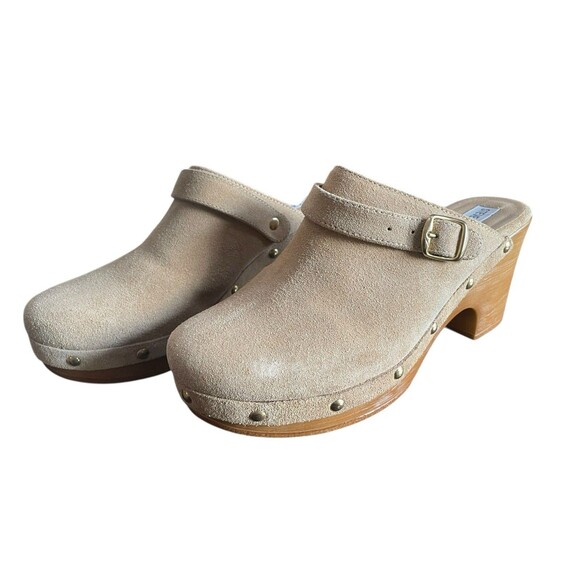 Steve Madden Hilde Klicky Clogs Suede Leather Tan Women 8M Studded Y2K Style - Picture 8 of 9